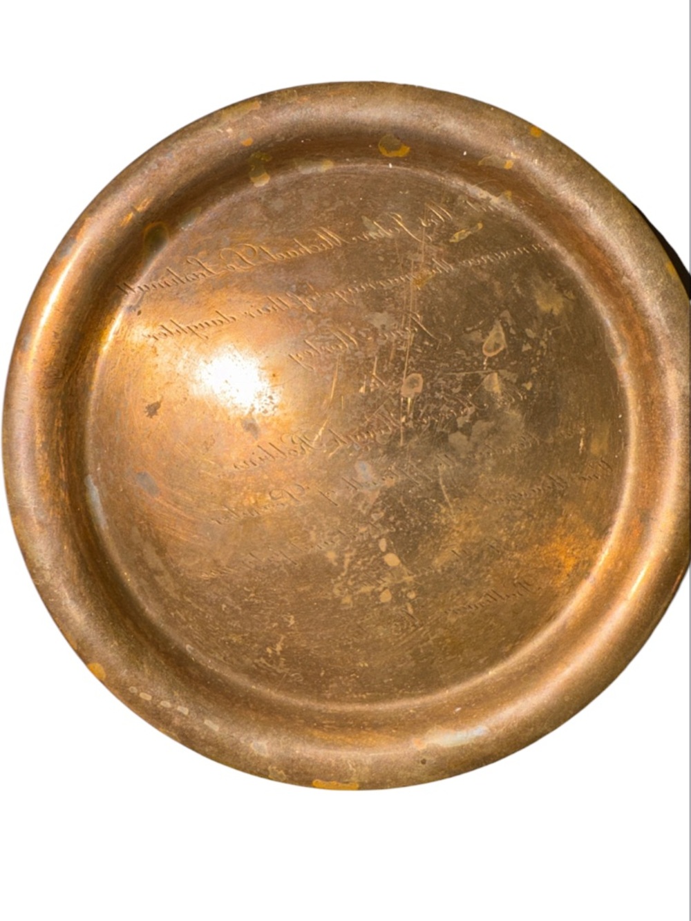 Vintage Engraved Copper Wedding Invitation Keepsake Dish / Letterpress Printing